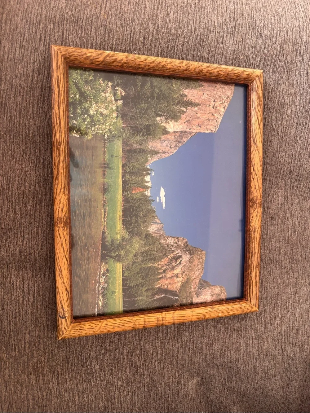 Vintage Wood Grain Brown Picture Frame mountain photo - Home Accents